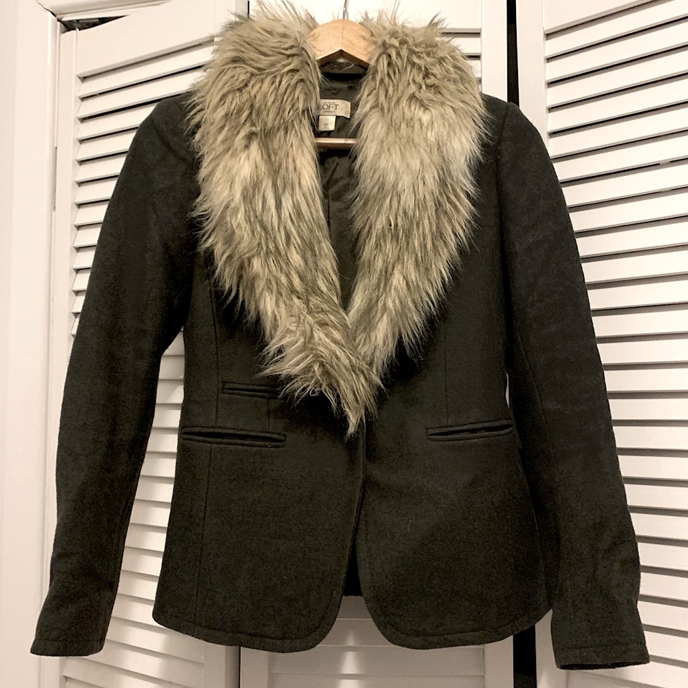 Ann Taylor Loft green felt blazer
